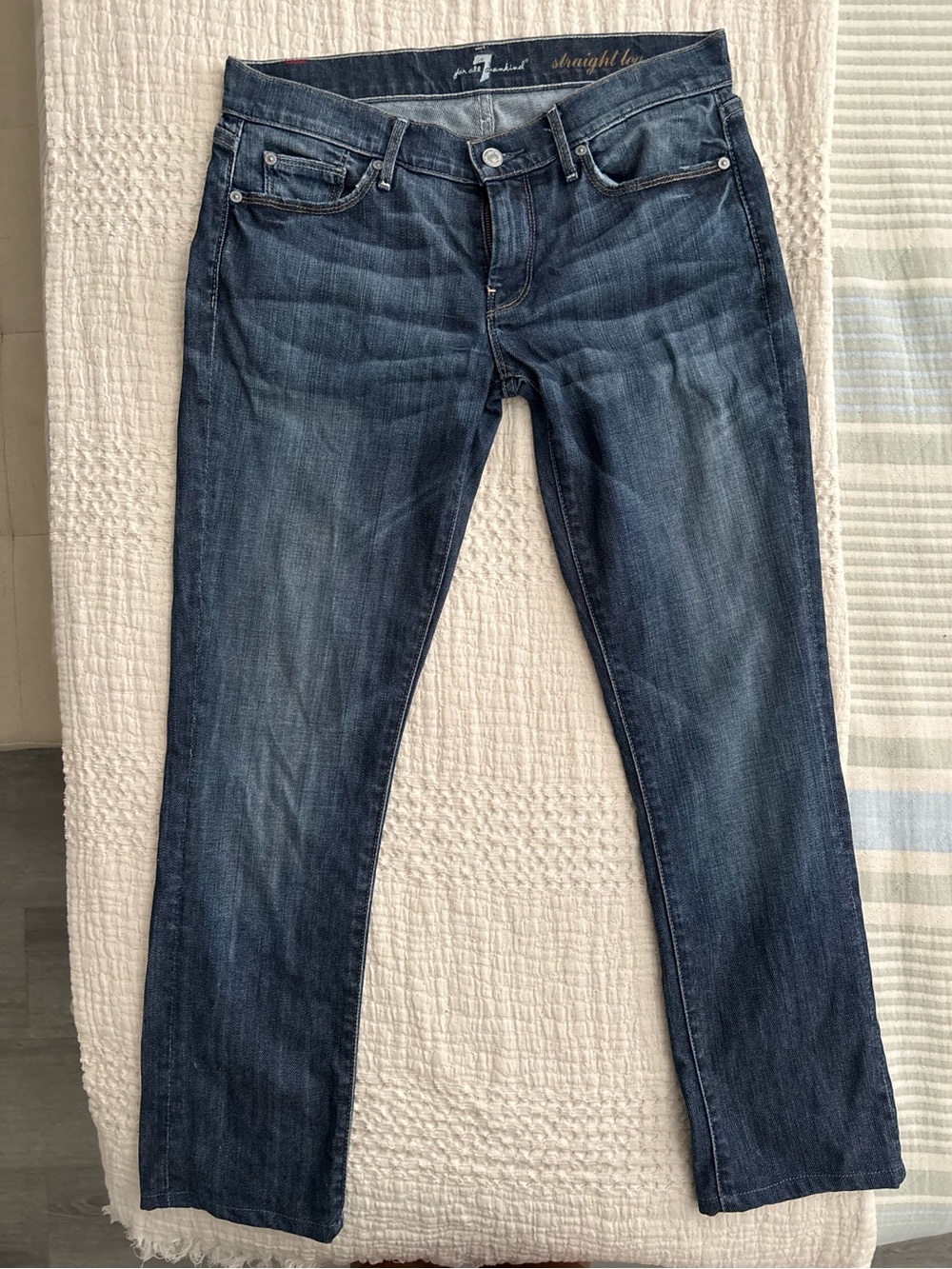 7 For All Mankind Women’s Medium/Dark Blue Straight Leg Jeans